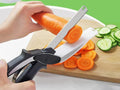 2 in 1 Stainless Steel Kitchen Scissors with Plastic Handle Multifunctional Cutting Board Chopper for Fruit & Vegetables